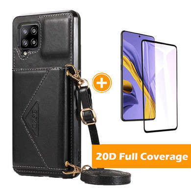 Triangle Crossbody Multifunctional Wallet Card Leather Case For Samsung Galaxy A42 5G