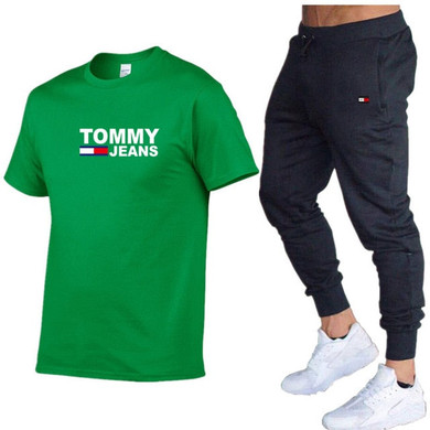 Tommy Hilfiger-Casual Male Tracksuit Clothing Summer Men Set Fitness Suit Sporting Suits Short Sleeve  Piece Set  779