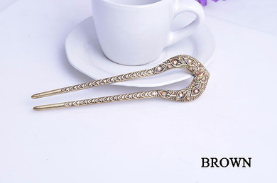 Vintage Hair Accessories Antique Bronze Plated Hairpins U Shape Hair Stick Pin Women Rhinestone Flower Hair Jewelry Vintage Hair Accessories Antique Bronze Plated Hairpins U Shape Hair Stick Pin Women Rhinestone Flower Hair Jewelry