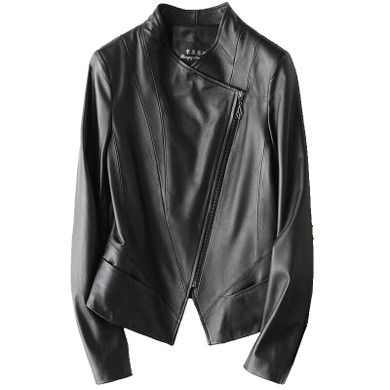 Nerazzurri Short Black Plus Size Leather Jackets for Women Long Sleeve Slim Fit Womens Leather Jacket Faux Leather Jackets Women