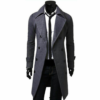 Men Jacket Warm Winter Trench Coat Long Outwear Button Overcoat Male Casual Windbreaker Overcoat Jackets Coats Wool Blends