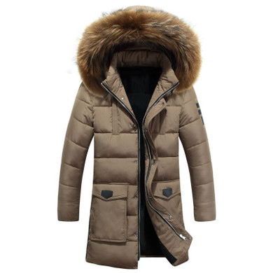 Winter Jackets Parka Men Windbreaker Large Fur Collar Coat Mens Mid-Long Thickening Jacket Male Autumn Winter Warm Outwear
