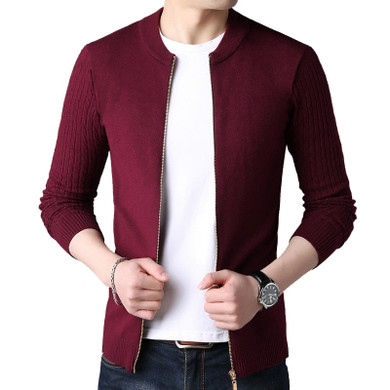 TFETTERS New Autumn Winter Knitted Cardigan Men Sweater Cardigan Sweater Men's Slim Sweater Coat Pure Color Jacket Cardigan