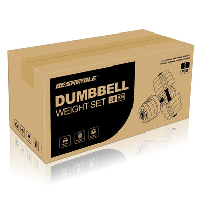 A Pair of 30kg Dumbbell Weight Set Adjustable Solid Fitness Dumbbell Set Safety Non-Slip Dumbbells Gym Exercise Training Tools