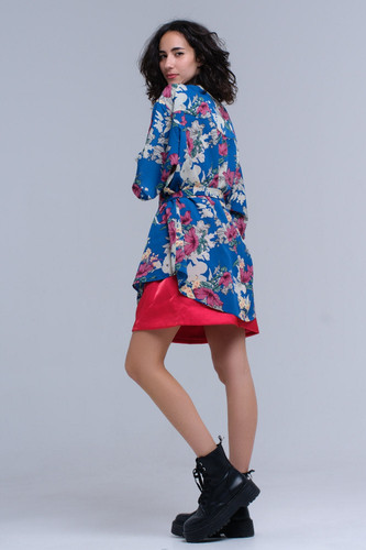 Blue Flower Printed Kimono