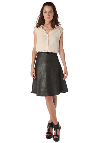 Golden Iridescent Midi Skirt