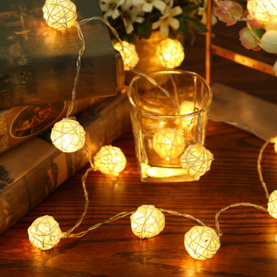 Rattan Ball String Lights - 20 LED - 2M