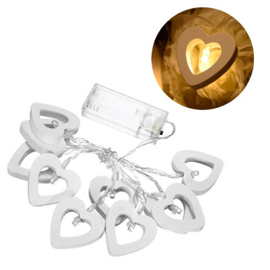 Wooden Heart Fairy Lights - 10 Warm LEDs