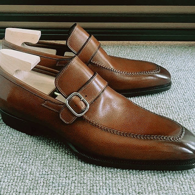 Men's Quality Buckle Decoration Classic Brown Leather Loafers
