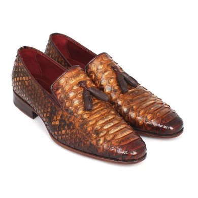 Men's Quality Tassel Decoration Brown Snake Loafers
