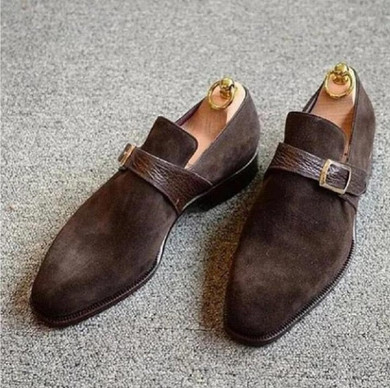 Men's Vintage Style Leather Buckle Suede Loafers