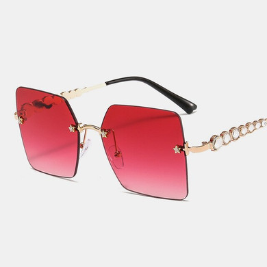 Women’s Oversized Sunglasses Square Rimless Diamond Sunglasses