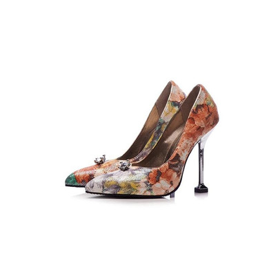 Women Printed Pointed Toe Women's Stiletto Heel