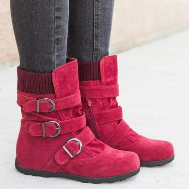 Casual All Season Knitted Fabric Low Heel Boots