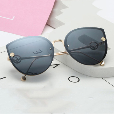 New Luxury Cat Eye Mirror Vintage Rimless Sunglasses