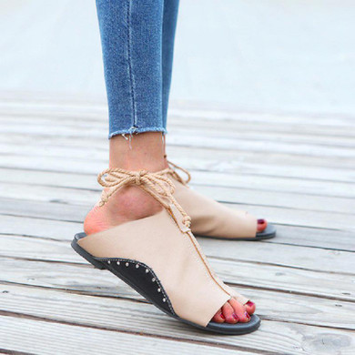 Women Cross Strappy Lace-Up Beach Slippers