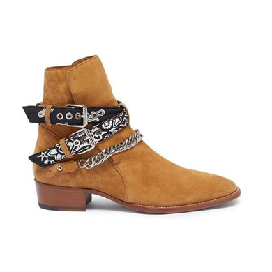 Men's Stylish Chain Suede Leather Ankle Boots