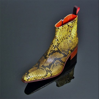 Men’s Fashion Luxury Snakeskin Zipper Ankle Boots