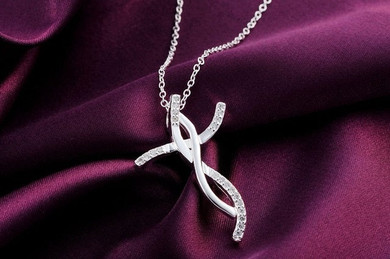 silver color  necklace jewelry women wedding fashion Cross CZ crystal Zircon stone pendant necklace  Christmas gift n296