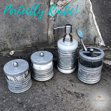 Autumn Alley Rustic Farmhouse Glass and Galvanized Bathroom Accessories Set