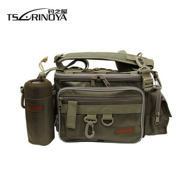 TSURINOYA Large Capacity Fishing Bag 27*10*20cm Multi-function 600D Nylon Waterproof Outdoor Waist Shoulder Bag Fishing Tackle