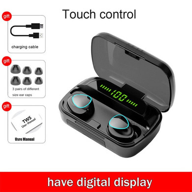 TWS Bluetooth 5.0 Headphone Wireless Earphone Touch Control Waterproof 9D Stereo Sport Gaming Headset LED Display With Mic