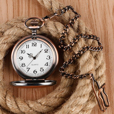 Vintage Copper Quartz Full Hunter Pocket Watch - Copper Clap