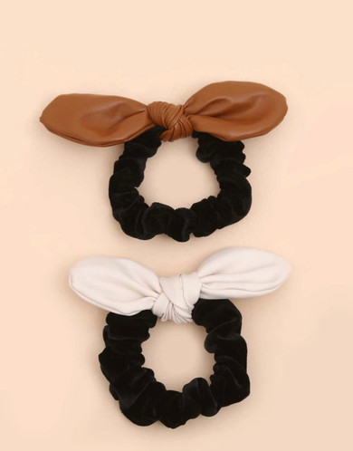 Leather Velvet Scrunchie Set