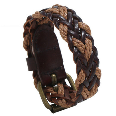 Men&#39;s vintage braided leather bracelet