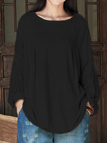 Loose-fit pleated patchwork linen shirt