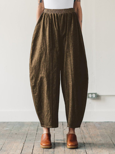 Casual Linen Plain Pants