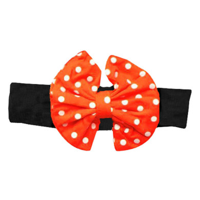 Black Red Orange Polka Messy Bow Headband