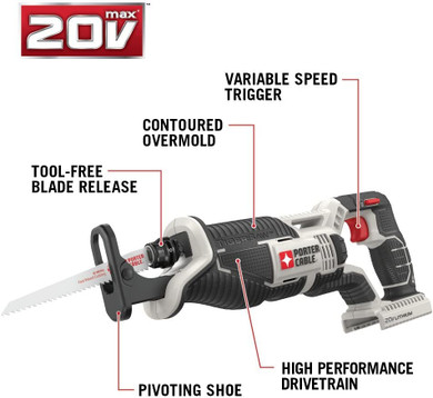PORTER-CABLE 20V MAX Reciprocating Saw, Tool Only.