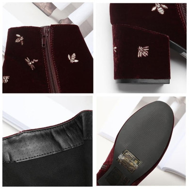 Velvet  Chelsea Boots With Square Heel For Women