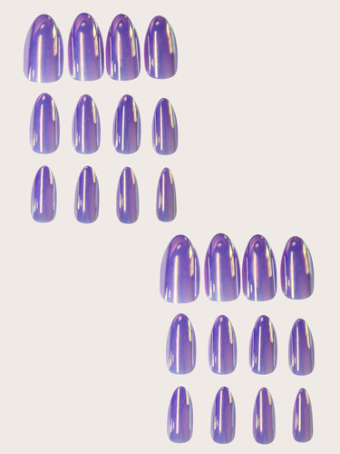 Holographic Nails Purple Press Ons