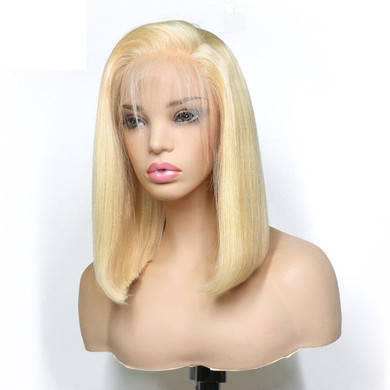 613 Blonde Bob Straight Brazilian Hair Lace Front Wig CAN BE DYED ANY COLOR!!