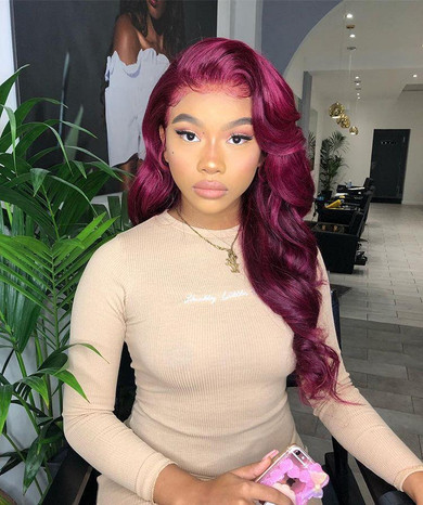 Purple Red Curly Synthetic Wig | 100% Lace Front Wig