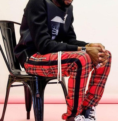 PLAID TRACK PANTS