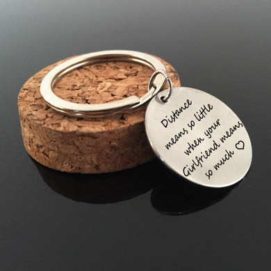 DISTANCE MEANS SO LITTLE Engraved Key Chain for Couples