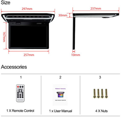 10.1 inch Car Overhead Monitor 1080P Video HD Digital TFT Screen Wide