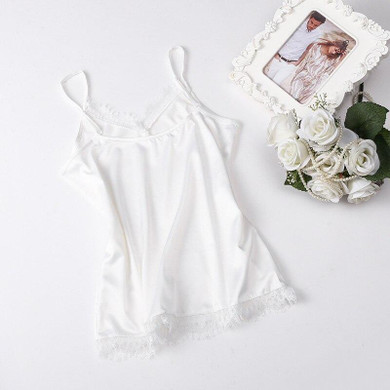 Summer Silk Tank Top V Neck Womens  Lace Crop Tops