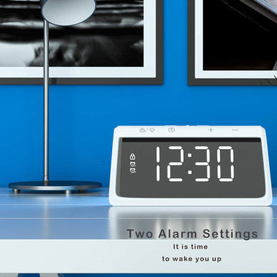 Digital Alarm Clock with Wireless Phone Charger for Bedroom Alarm Clock
