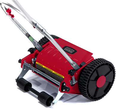 8-Inch 5-Blade Manual Push Reel Lawn Mower, Red.