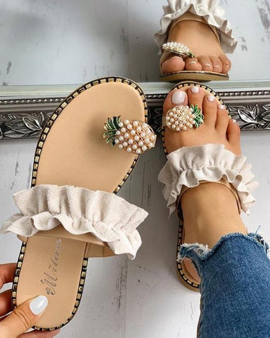 Women Slipper Pineapple Pearl Flat