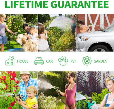 50FT Expandable Garden Hose, with 9 Functional Nozzles, Easy Storage Kink Free.