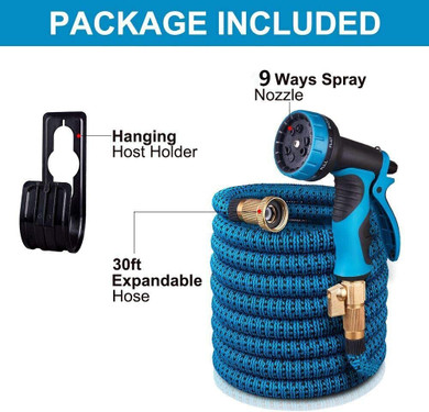 Garden Hose Extra Strength, Flexible, 9 Function Spray Hose Nozzle 3/4 Solid Brass Connectors.