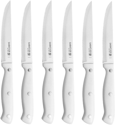 Sabatier Forged Triple Rivet Knife Block Set, 15-Piece, White
