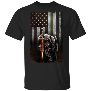Thin Green Line Flag Shirt  Knight Templar Patriotic Army Military Veteran T-Shirt