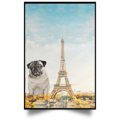 Pug Eiffel Tower Canvas Cute Blind Dog Paris France Wall Art Home Decor Gift For Pug Lover