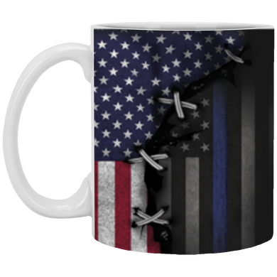 Thin Blue Line And U.S Flag Mug Old Retro 3D Print Great Mug Printing Near Me Bff Gift Ideas